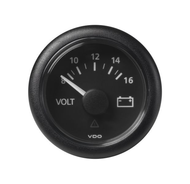 VDO - ViewLine Voltmeter 8-16V Schwarz 52 mm