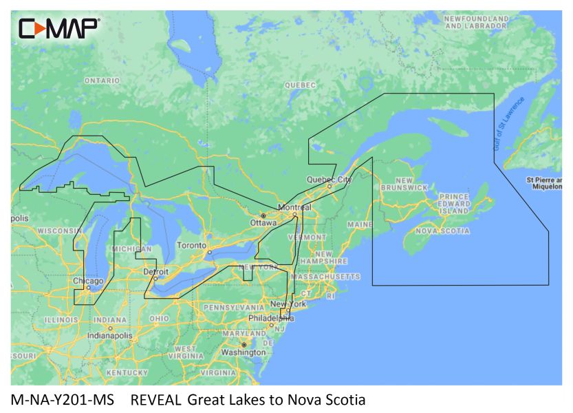 C-MAP REVEAL - GREAT LAKES TO NOVA SCOTIA - µSD/SD-Karte